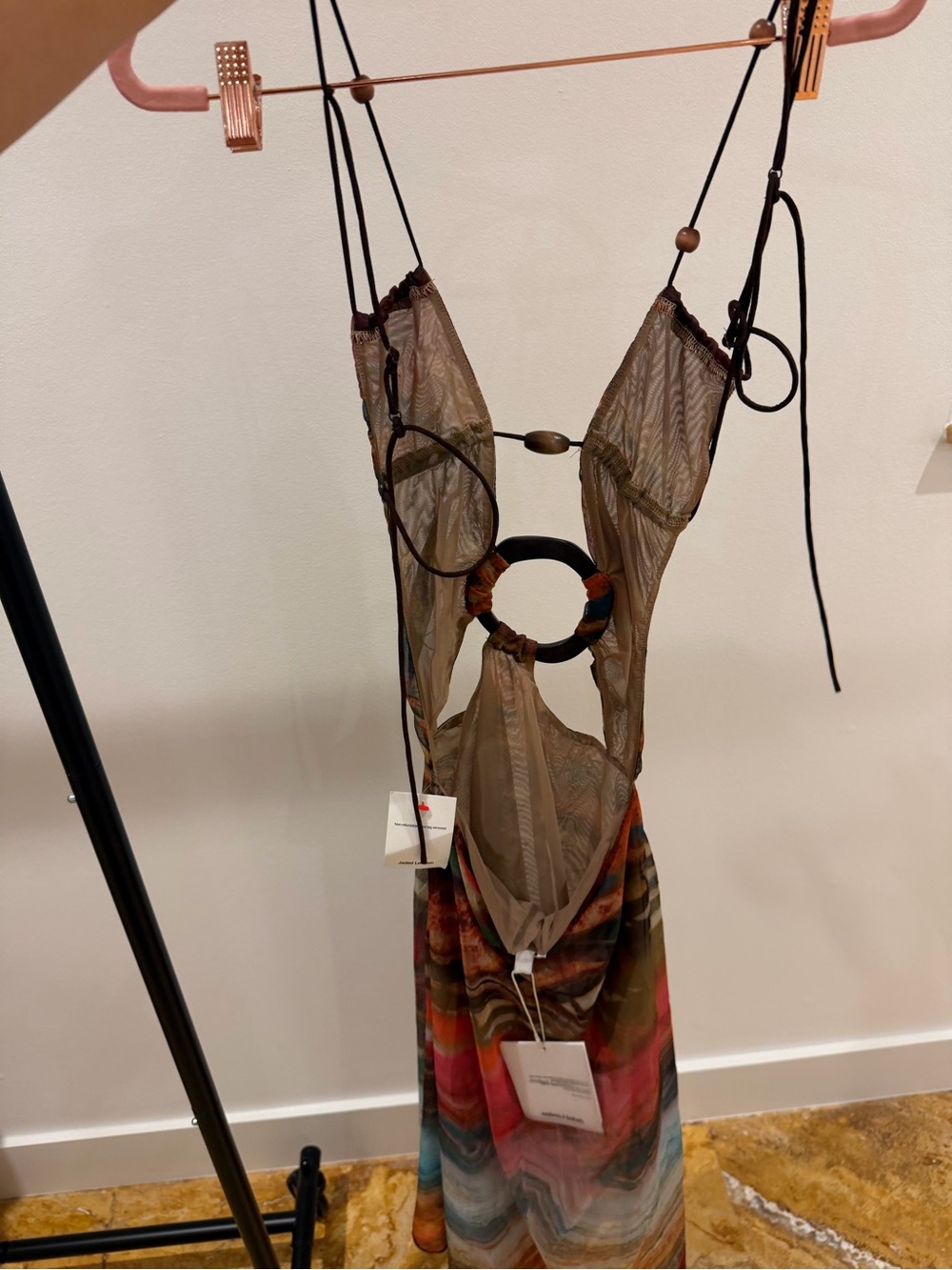 Jaded London Wooden Trim Mesh Dress in Multi Size XS - Picture 7 of 8